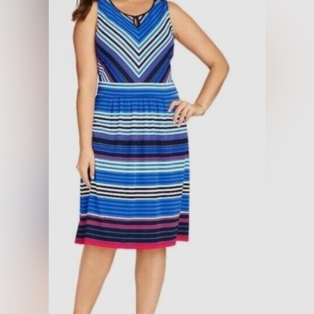 Talbots Striped women’s Blue and Pink sheath dress size medium
